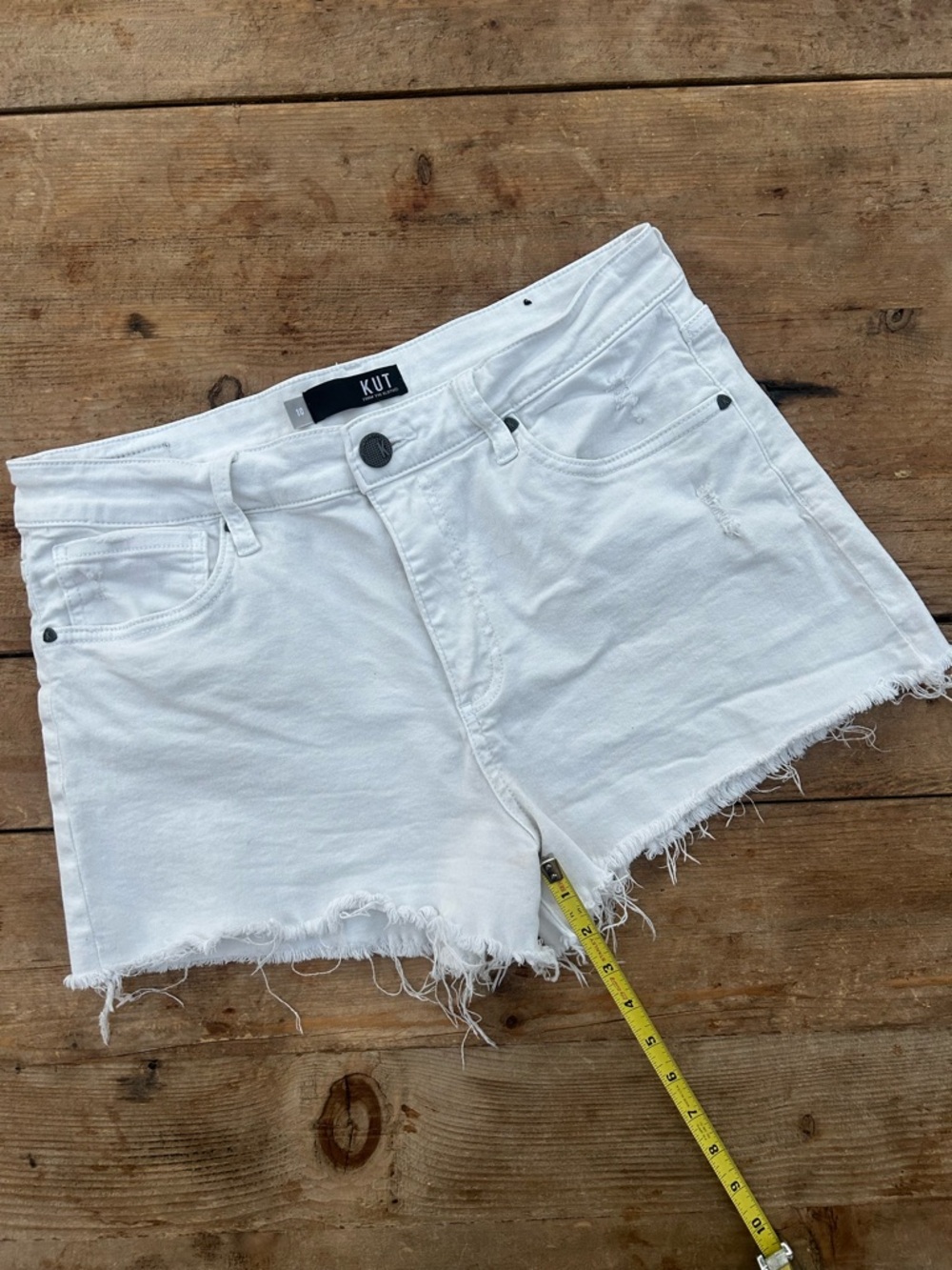 Kut from the Kloth White Frayed Denim Shorts - Picture 8 of 8
